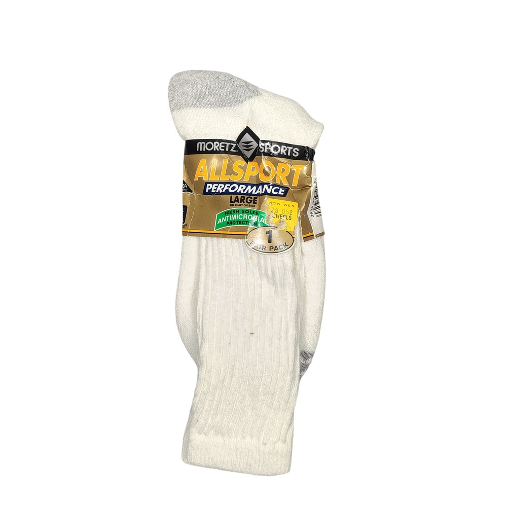 Moretz Sports Socks Mens Large Performance Antimicrobial White Solid